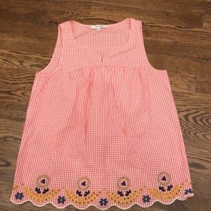 Madewell Checkered Loose Tank w/ Floral Designs